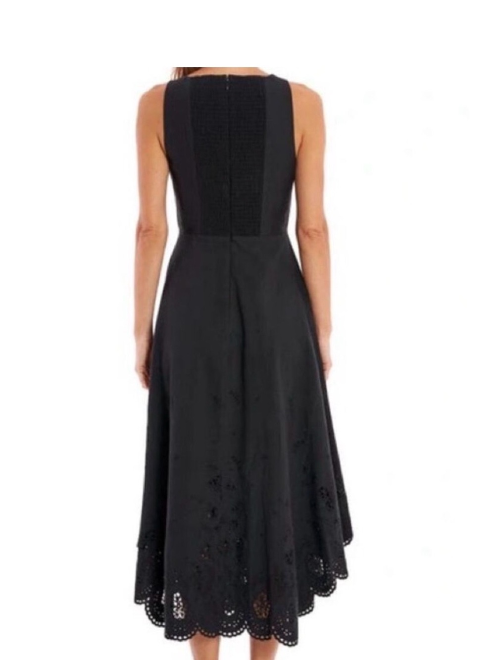 La Ligne Black Harper Eyelet Hem Poplin Cotton Dress - Picture 2 of 3
